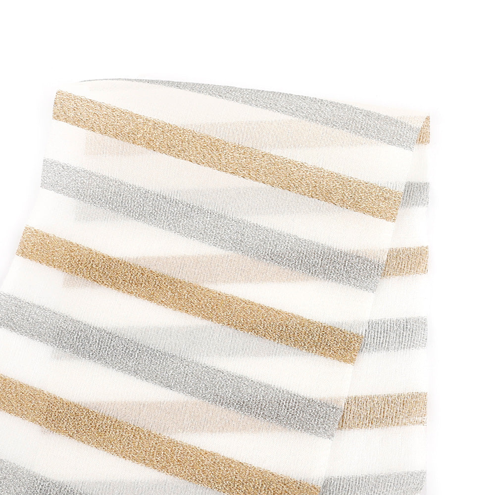 Metallic Weft Stripe Silk - Ivory