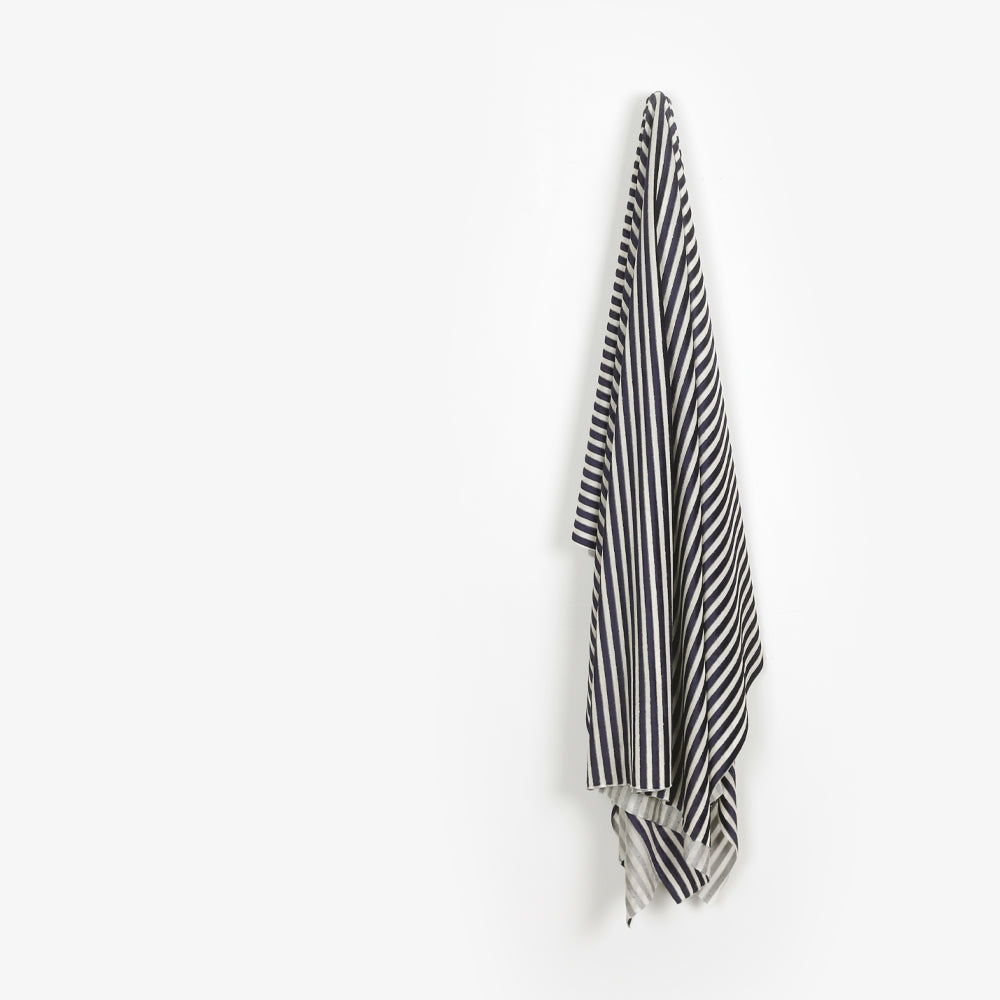 Sheer Velour Stripe Viscose Knit - Cream / Navy