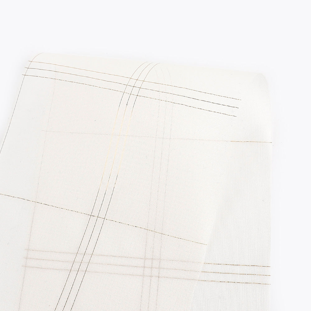 Tri Windowpane Check Silk Chiffon - Gold