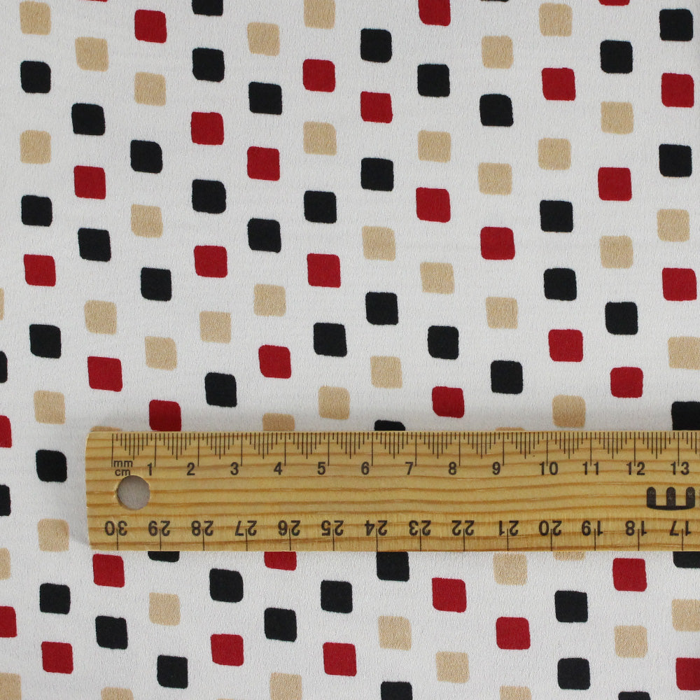 Square Print Poly Satin - Red