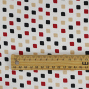 Square Print Poly Satin - Red