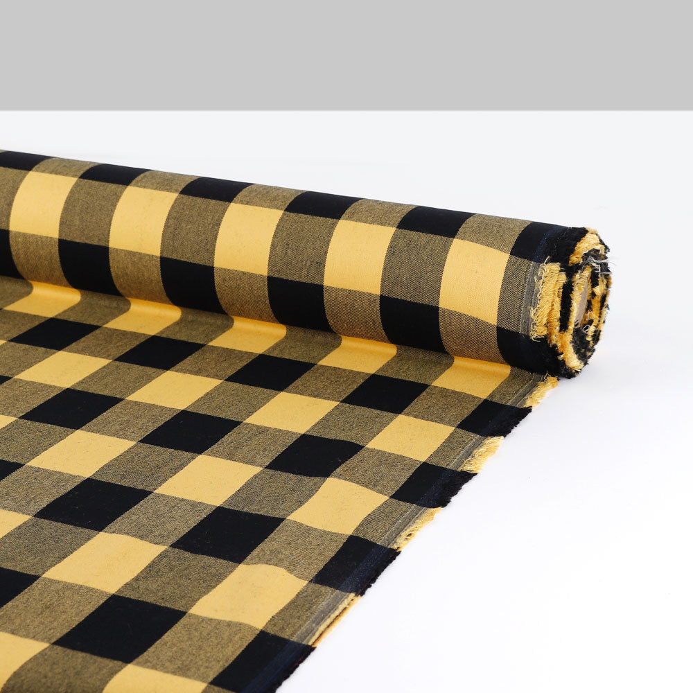 Stretch Cotton / Viscose Buffalo Check - Bumblebee