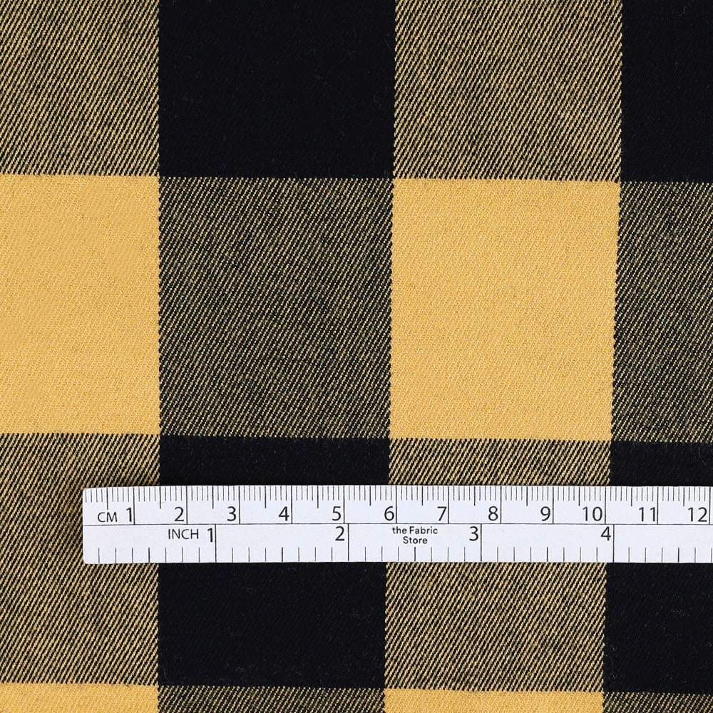 Stretch Cotton / Viscose Buffalo Check - Bumblebee