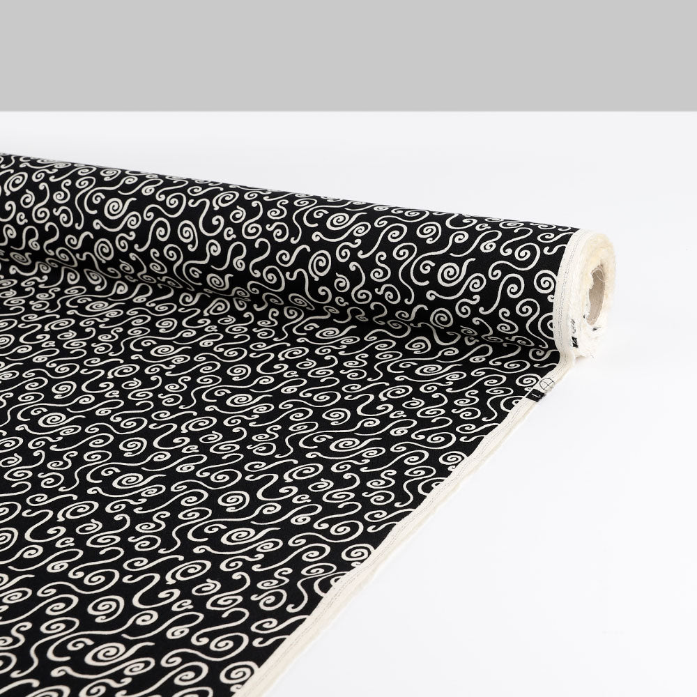 Swirl Viscose Crepe - Black