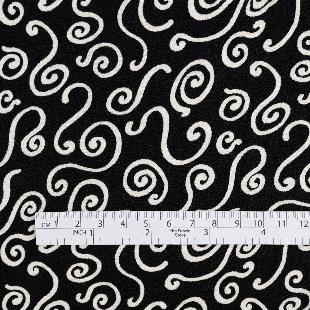 Swirl Viscose Crepe - Black
