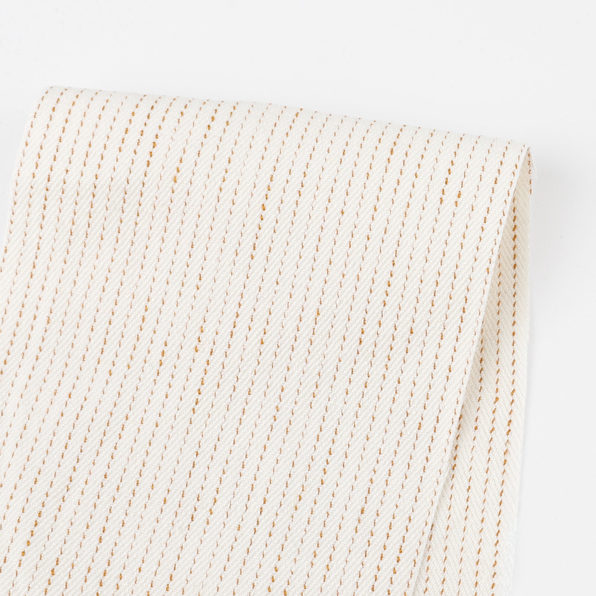 Pinstripe Stretch Linen / Poly Twill - Macadamia