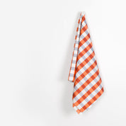 Two Tone Check Silk / Poly Shantung - Tangerine Tango