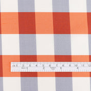 Two Tone Check Silk / Poly Shantung - Tangerine Tango