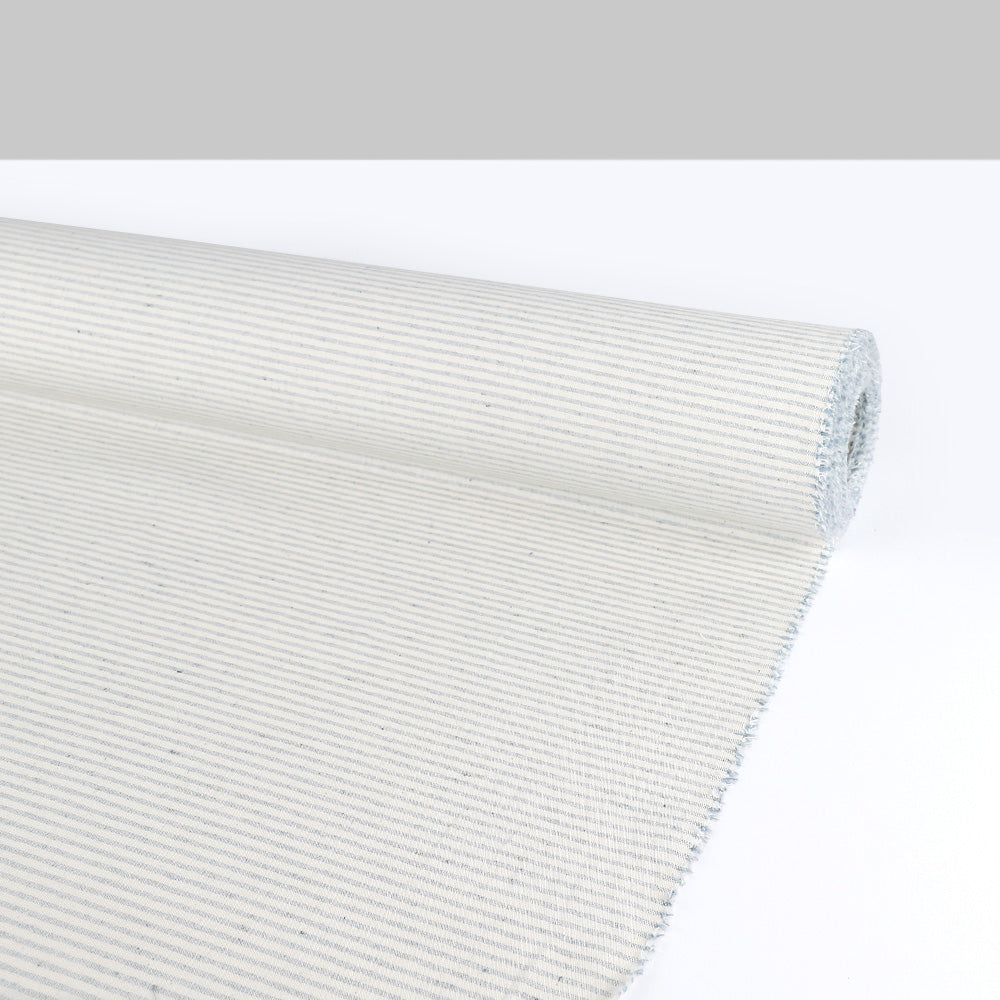 Upcycled Fine Striped Chambray – Ecru/Blue