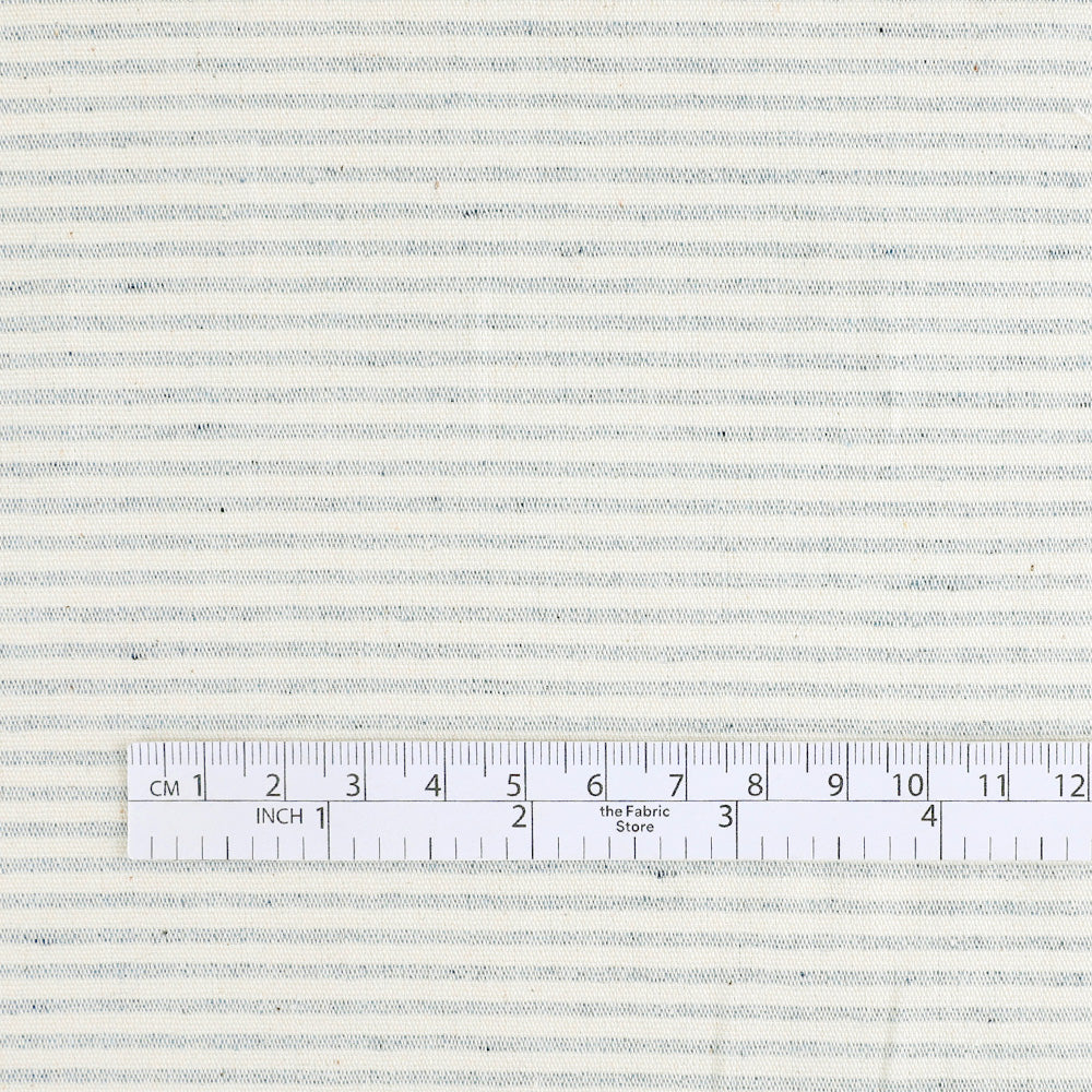 Upcycled Fine Striped Chambray – Ecru/Blue