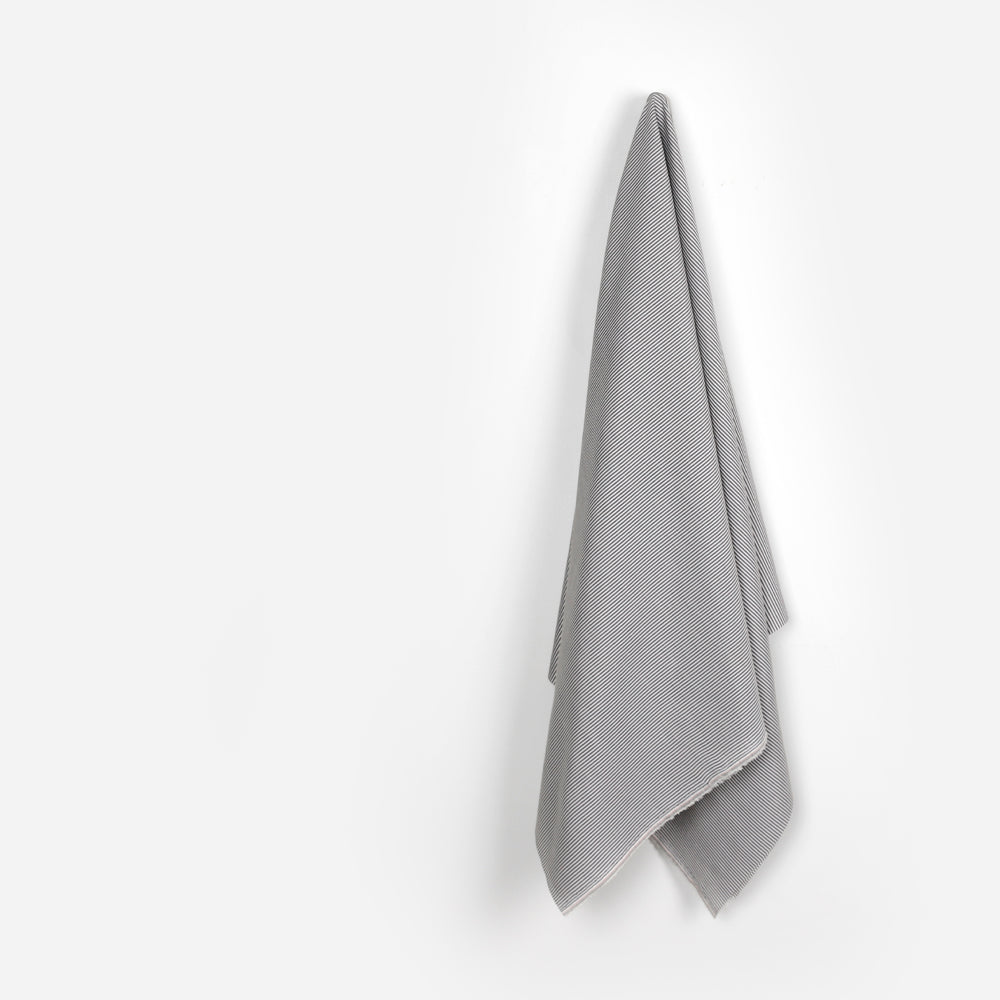 Yarn Dyed Stripe Poly Shirting - Black