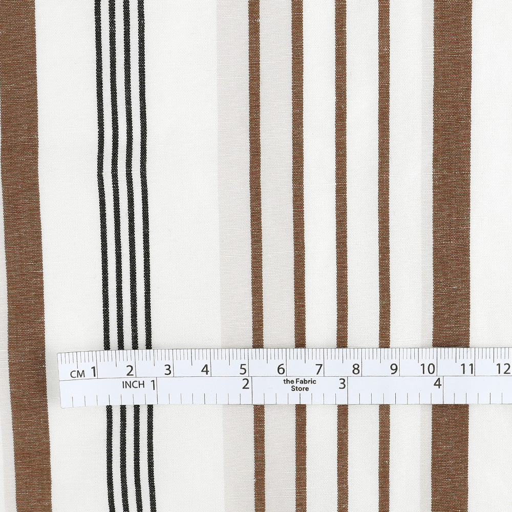 Awning Stripe Cotton / Linen - Ivory / Acorn