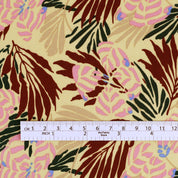 Tropical Leaves Double Georgette - Laguna Yellow