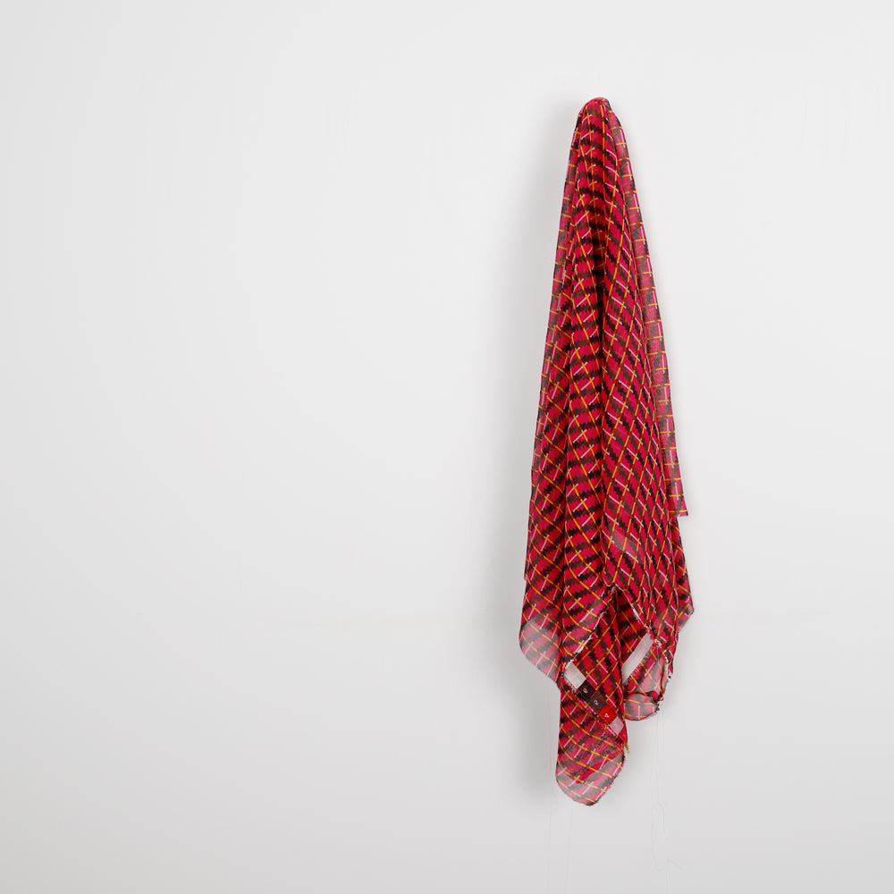 Zig Zag Stripe Silk Georgette - Hot Pink