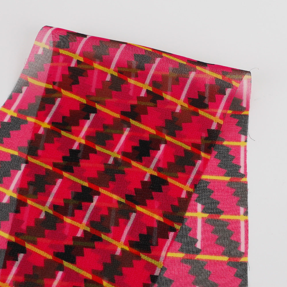 Zig Zag Stripe Silk Georgette - Hot Pink