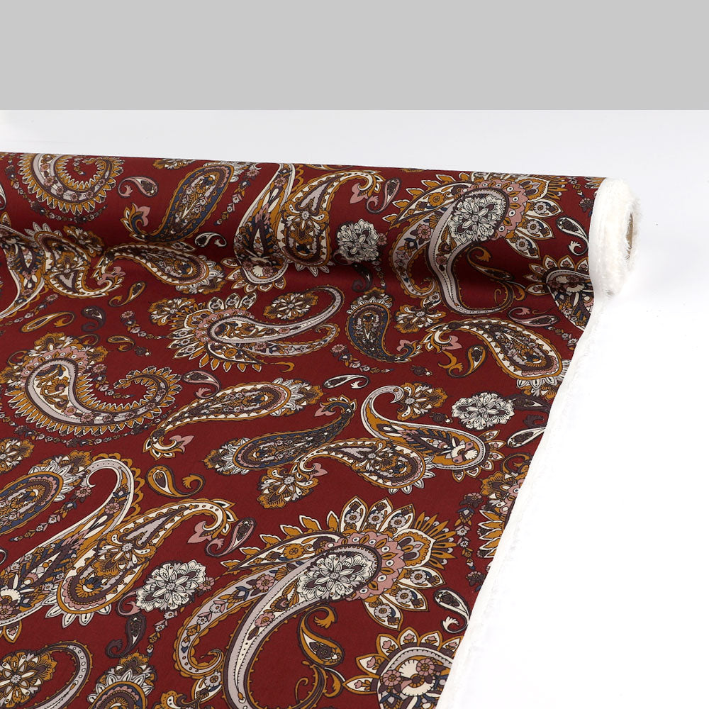 Paisley Cotton / Rayon - Maroon Mix