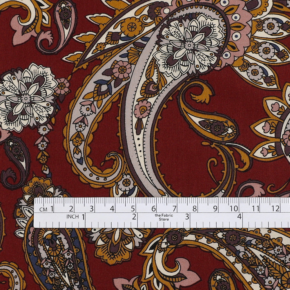 Paisley Cotton / Rayon - Maroon Mix