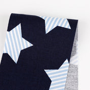Striped Star Stretch Cotton Sateen - Navy