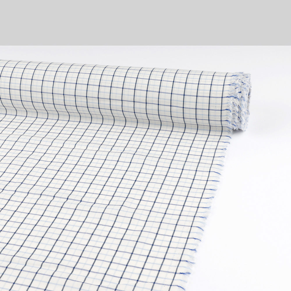 Tattersall Grid Check Cotton - Blue