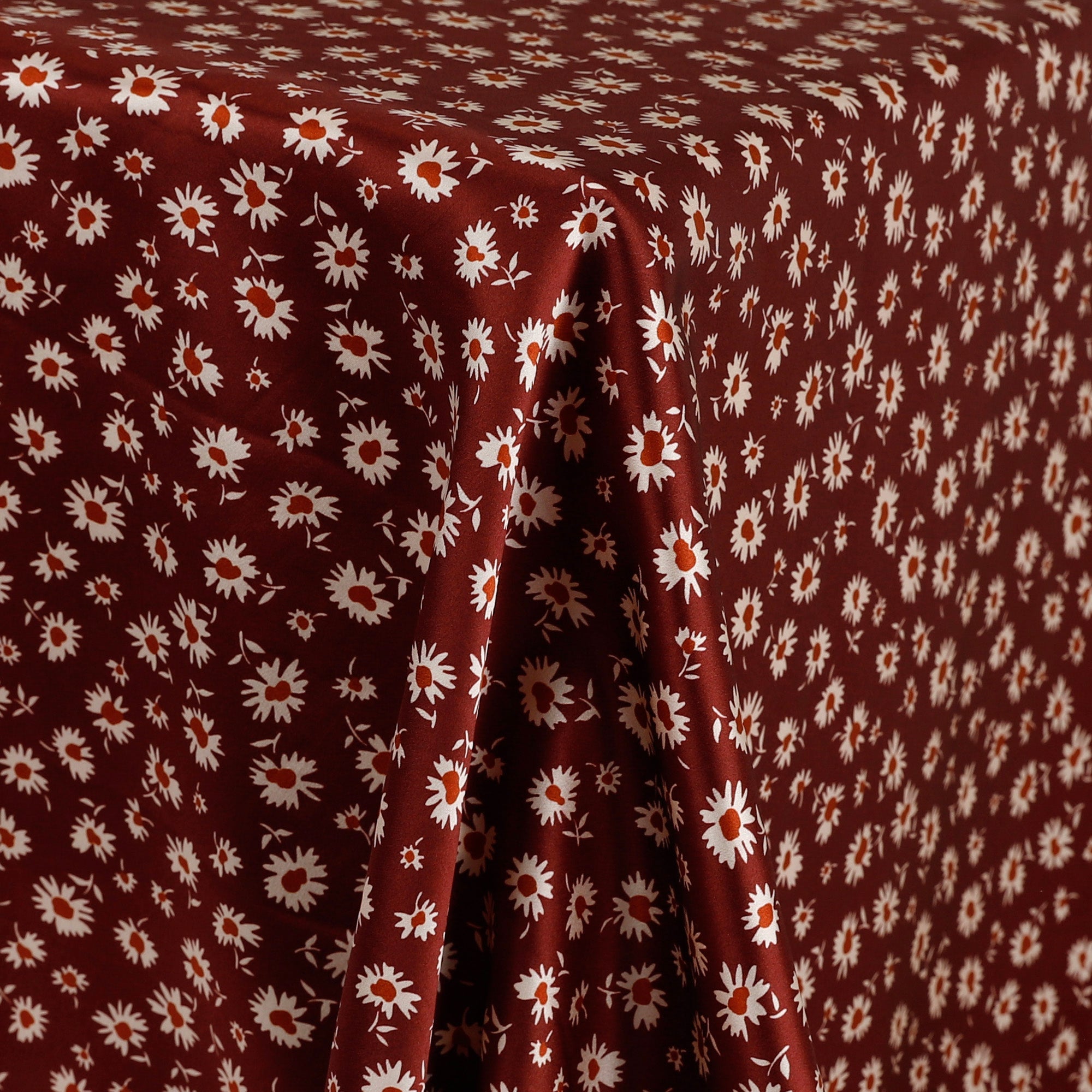 Vintage Daisy Silk Satin - Ruby