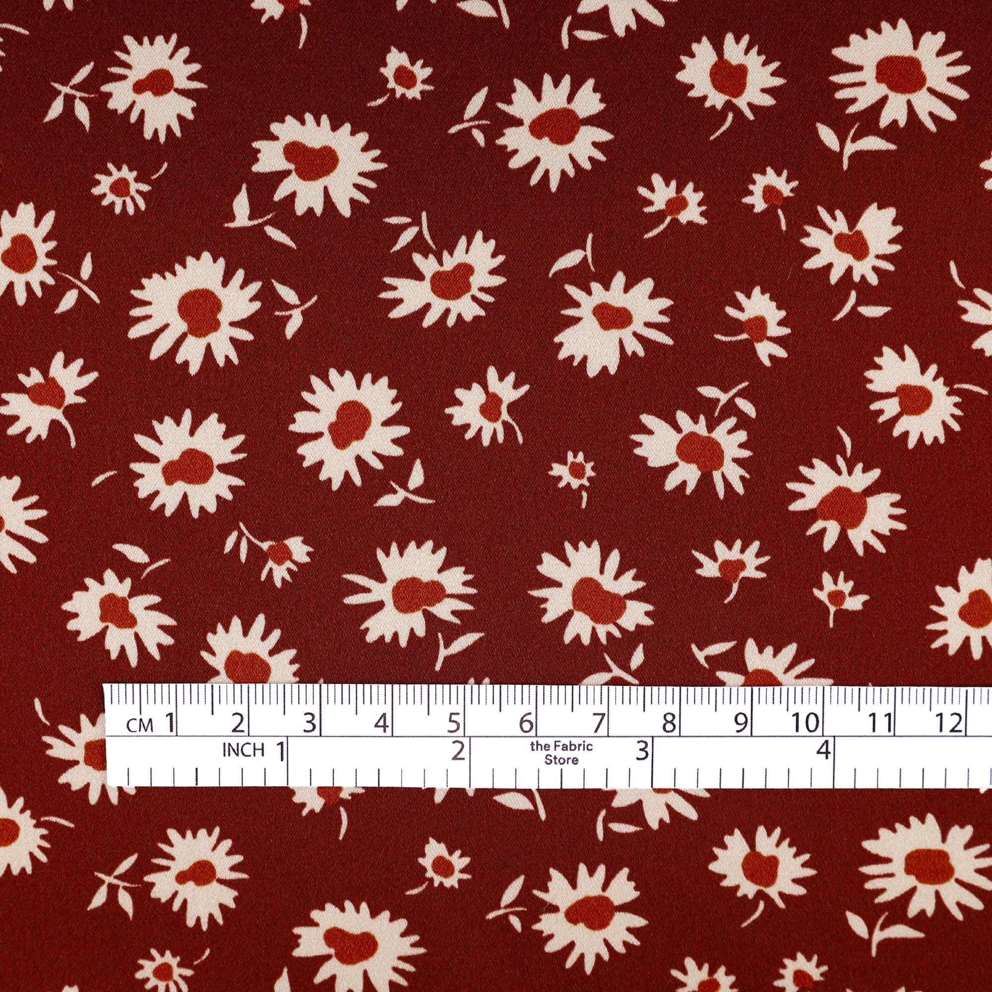 Vintage Daisy Silk Satin - Ruby