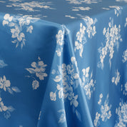 Floral Days Silk Satin - Ivory/Blue