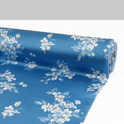 Floral Days Silk Satin - Ivory/Blue