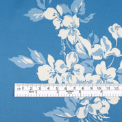 Floral Days Silk Satin - Ivory/Blue