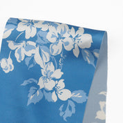 Floral Days Silk Satin - Ivory/Blue