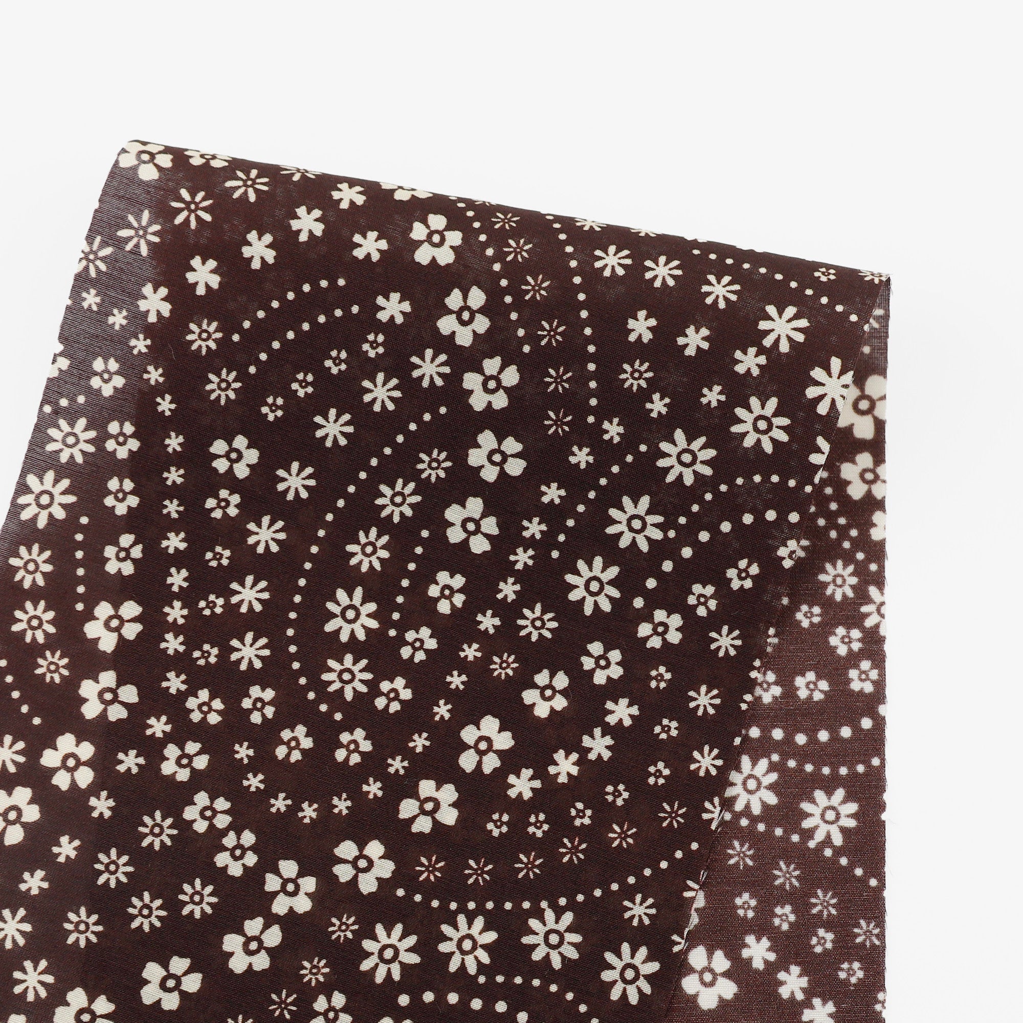 Bandana Floral Silk Cotton Voile - Coffee