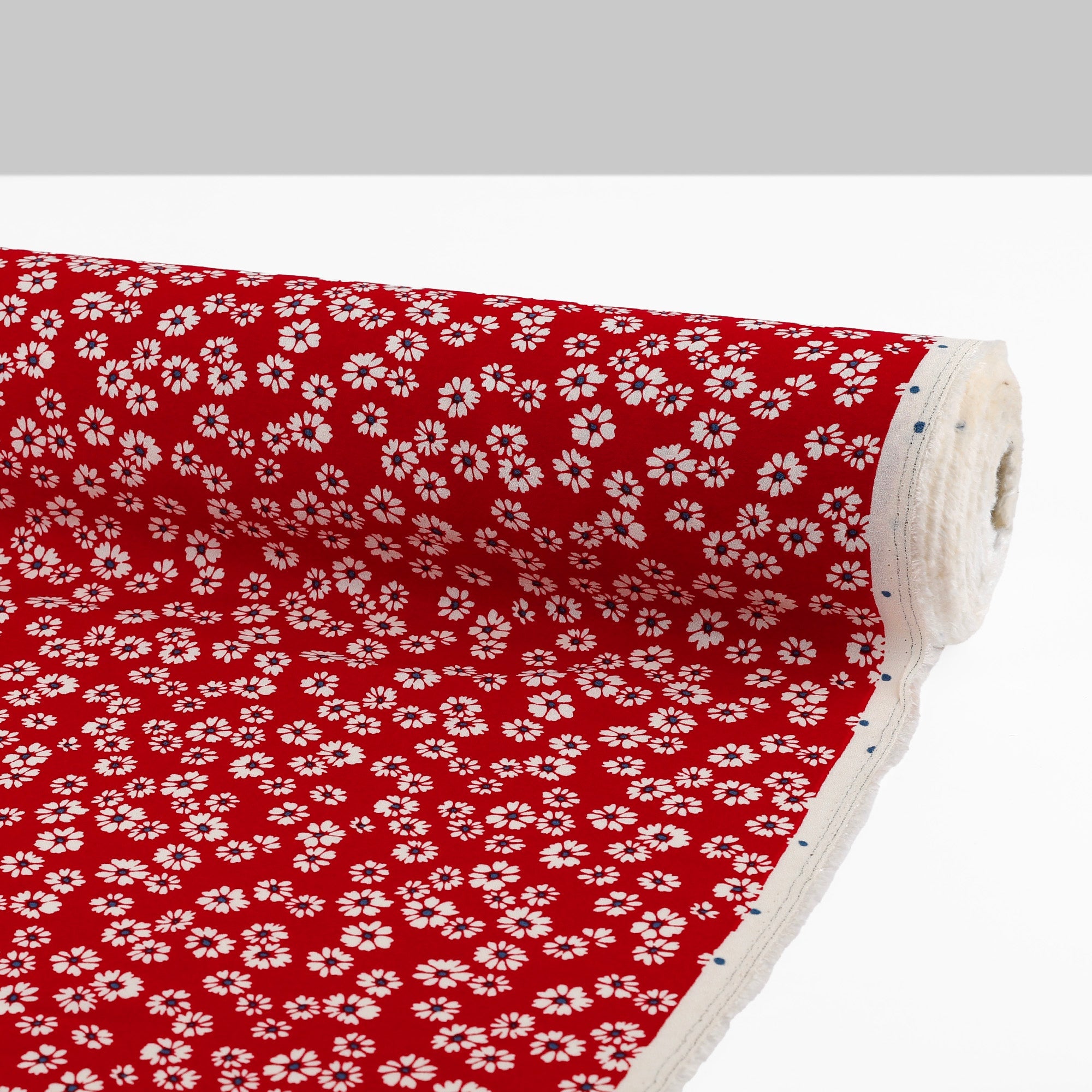 Viscose Crepe - Red Daisy