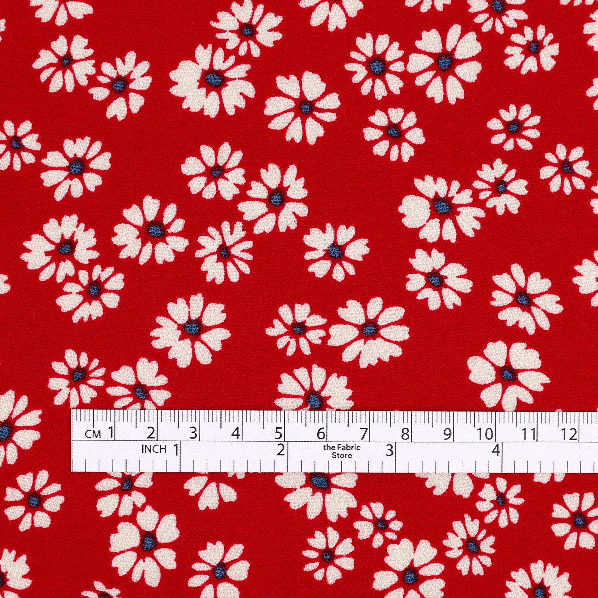 Viscose Crepe - Red Daisy