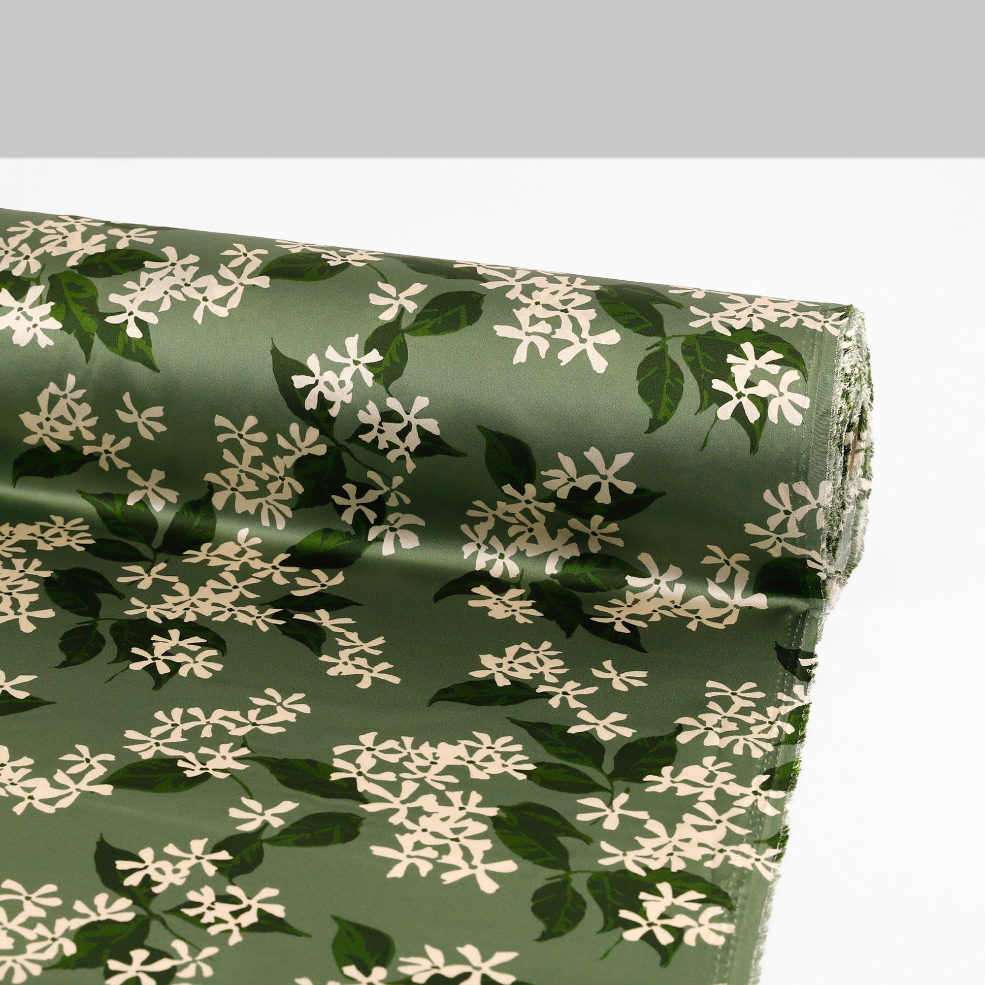 Star Jasmine Floral Silk Satin - Sage