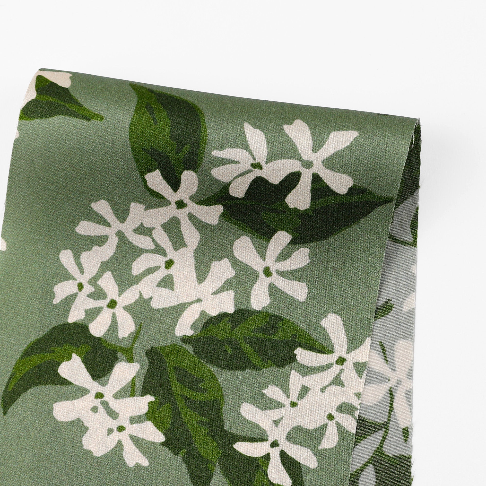 Star Jasmine Floral Silk Satin - Sage