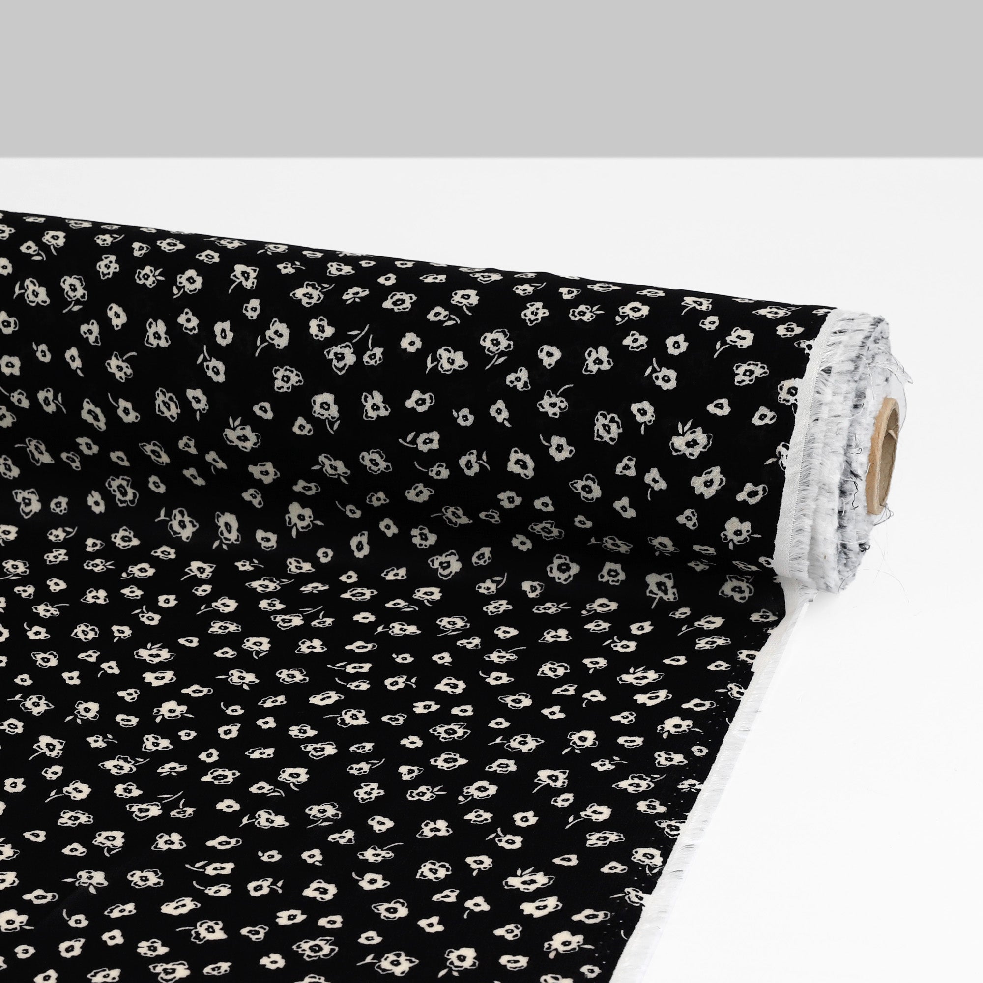 Scribble Blooms Viscose Georgette - Black