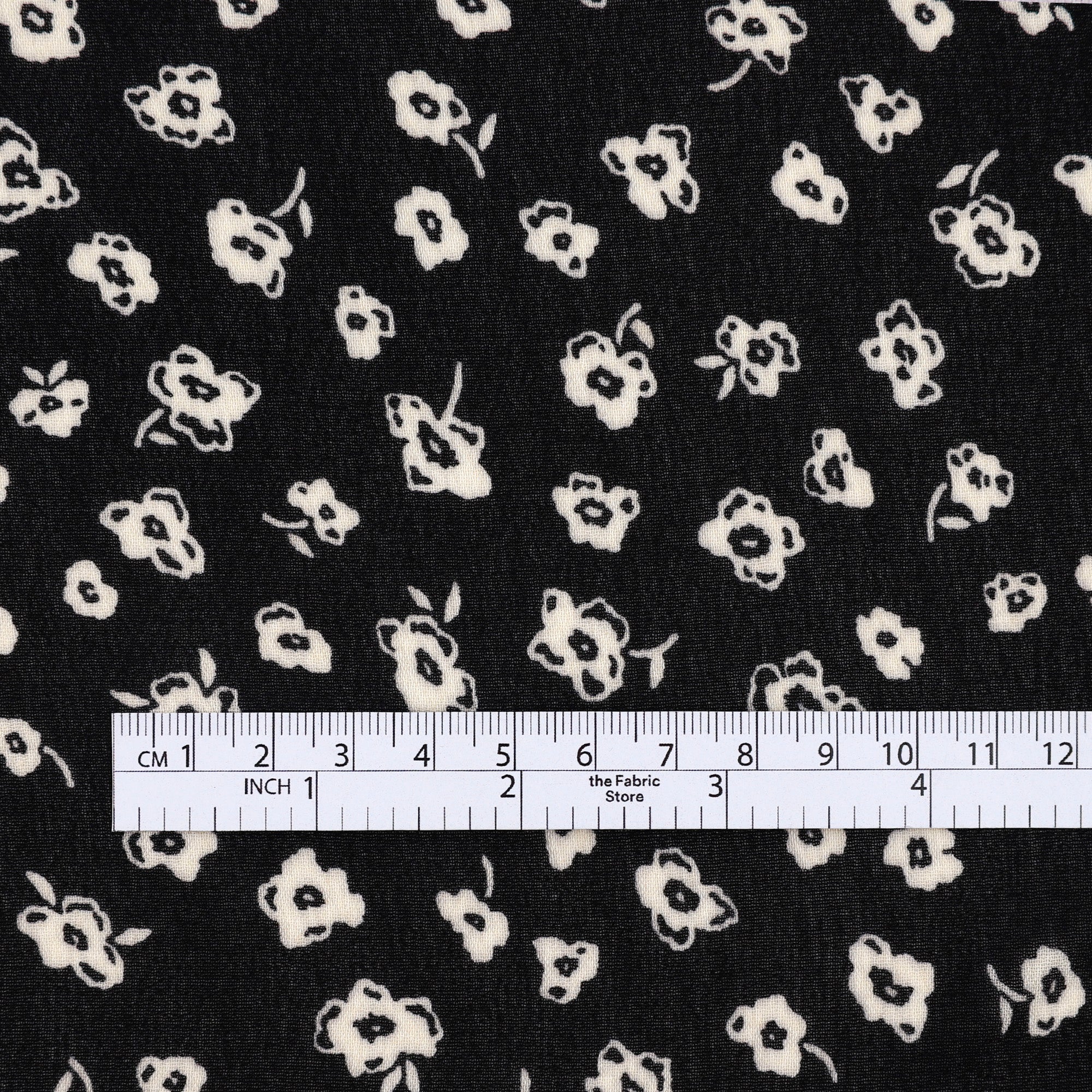 Scribble Blooms Viscose Georgette - Black