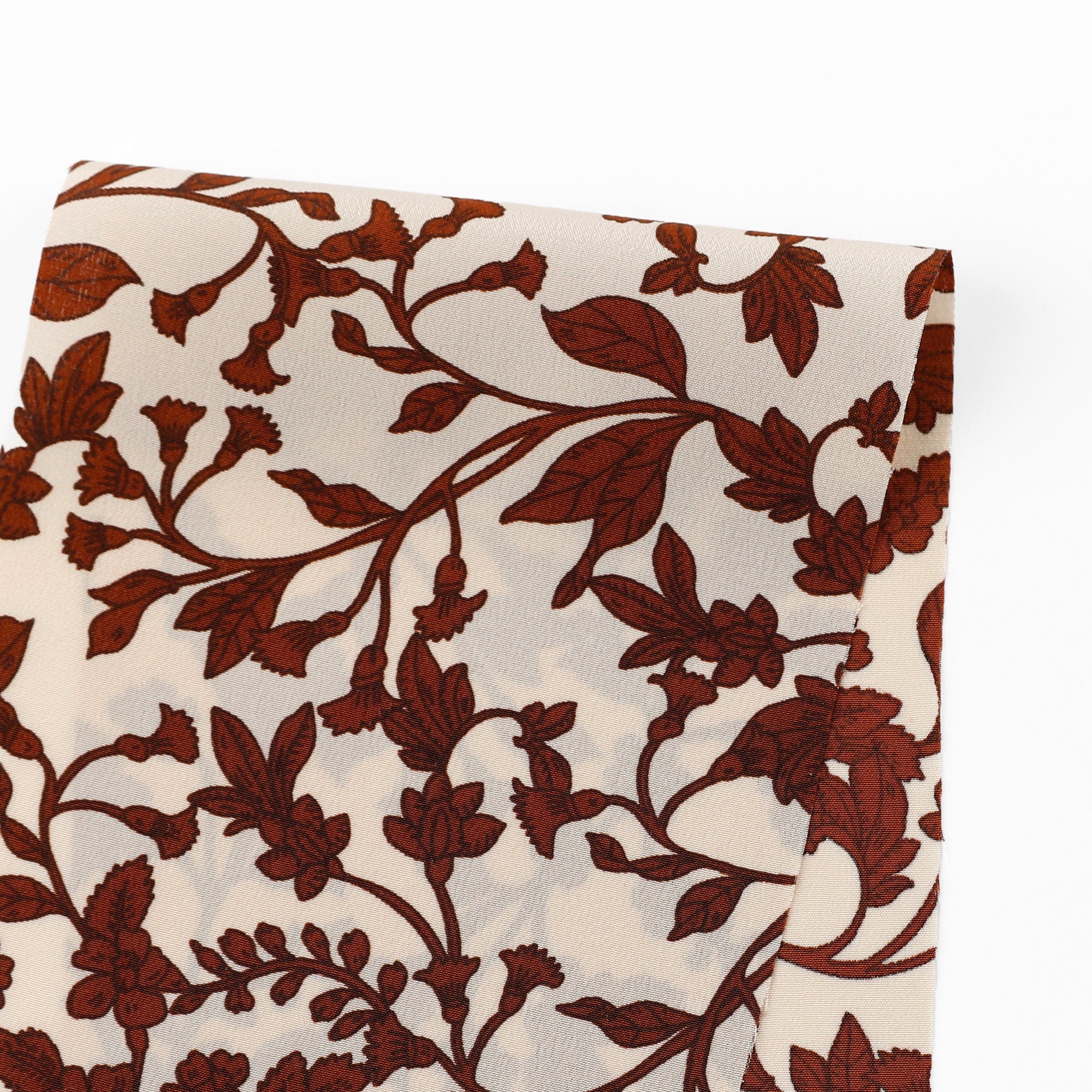 Floral Vines Silk Crepe De Chine - Maple