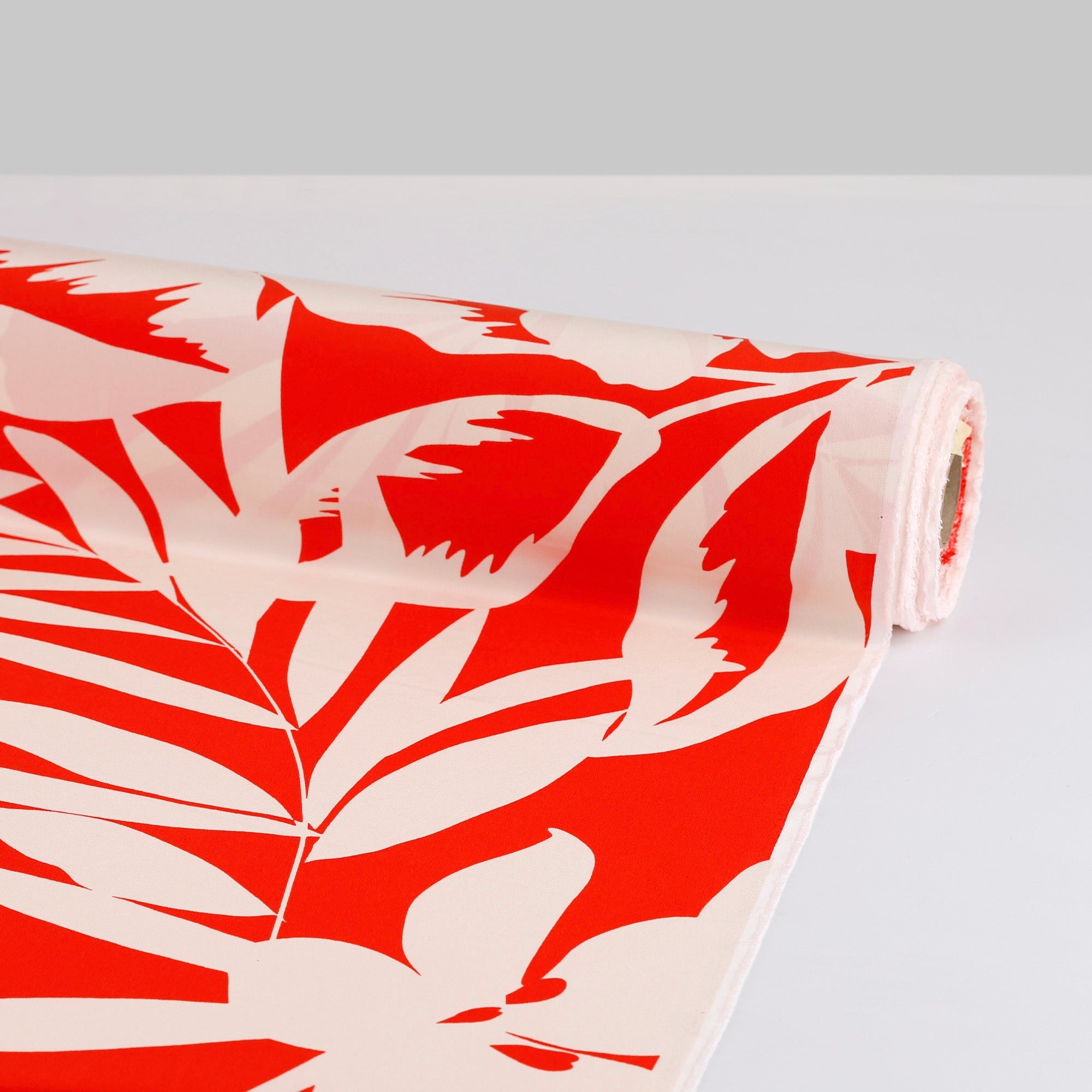Palm Silk Crepe De Chine - Bright Coral