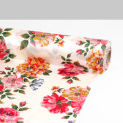 Cottage Flowers Silk Satin - Ivory Mix
