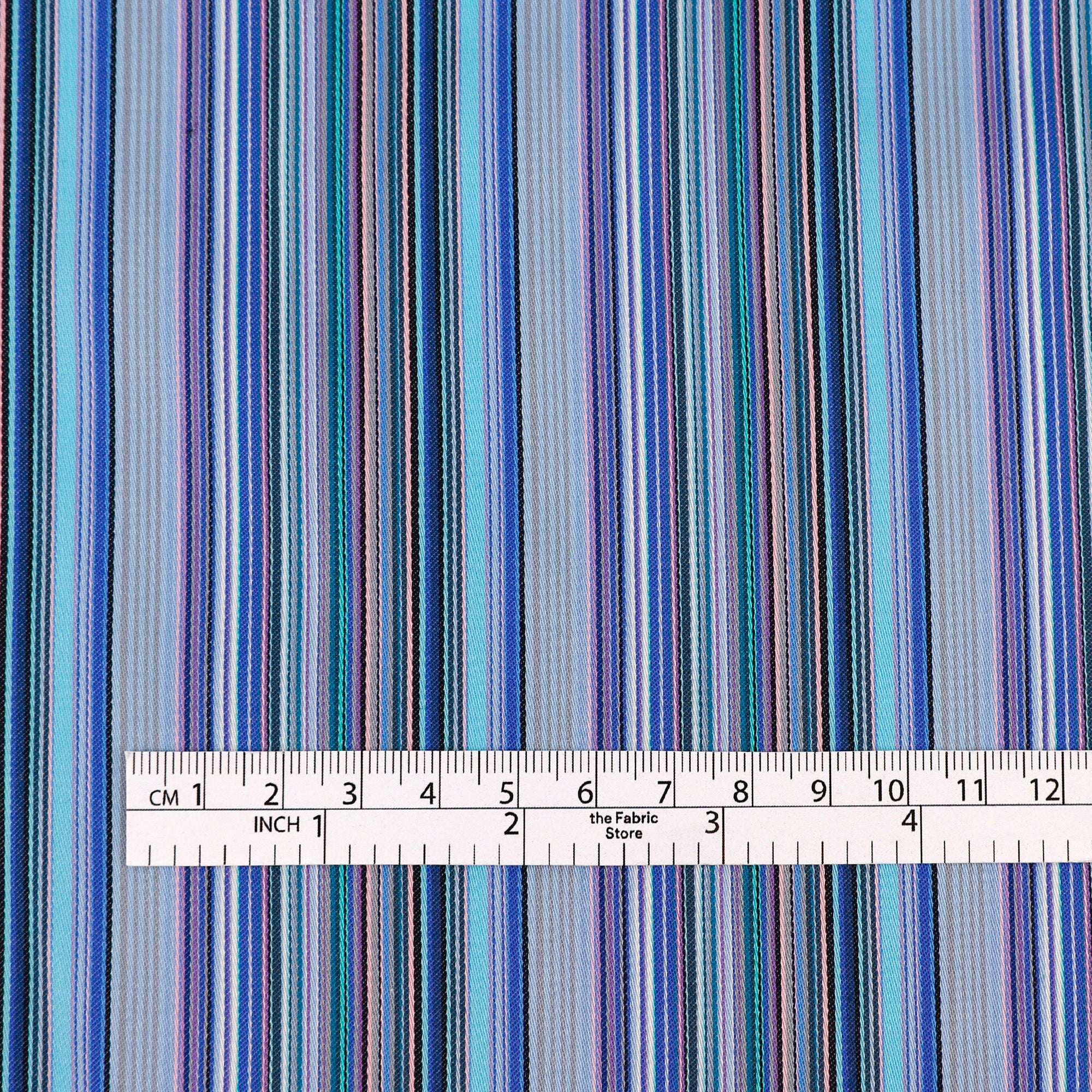 Multi Stripe Stretch Cotton Sateen - Dusk