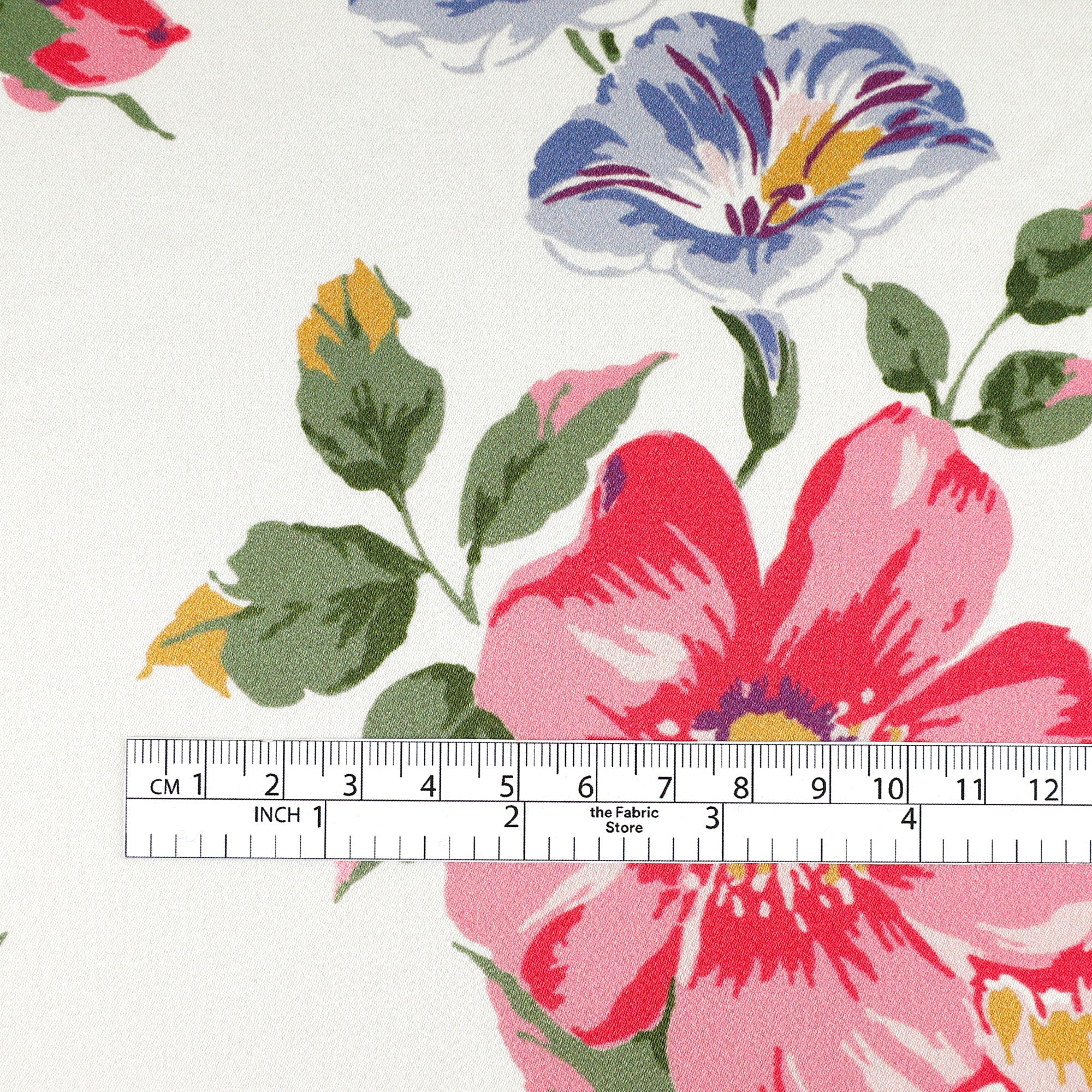 Cottage Flowers Silk Satin - Ivory Mix