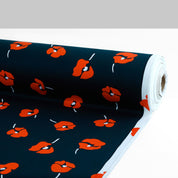 Poppy Stretch Cotton Sateen - Navy/Red