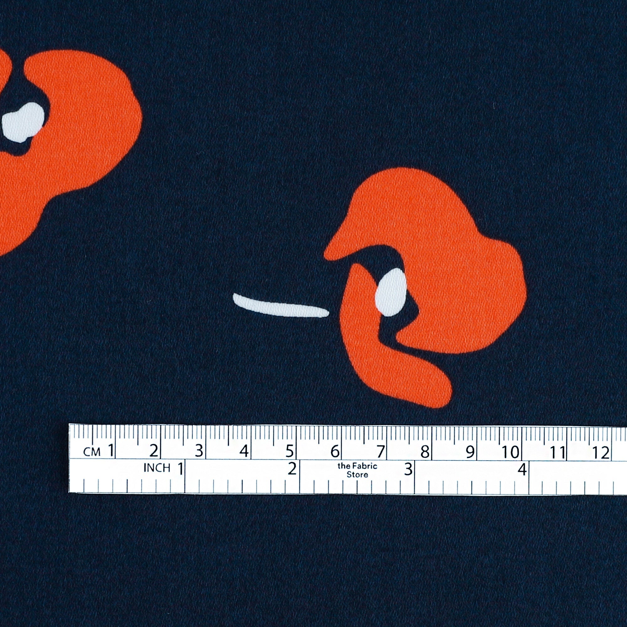 Poppy Stretch Cotton Sateen - Navy/Red