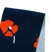Poppy Stretch Cotton Sateen - Navy/Red