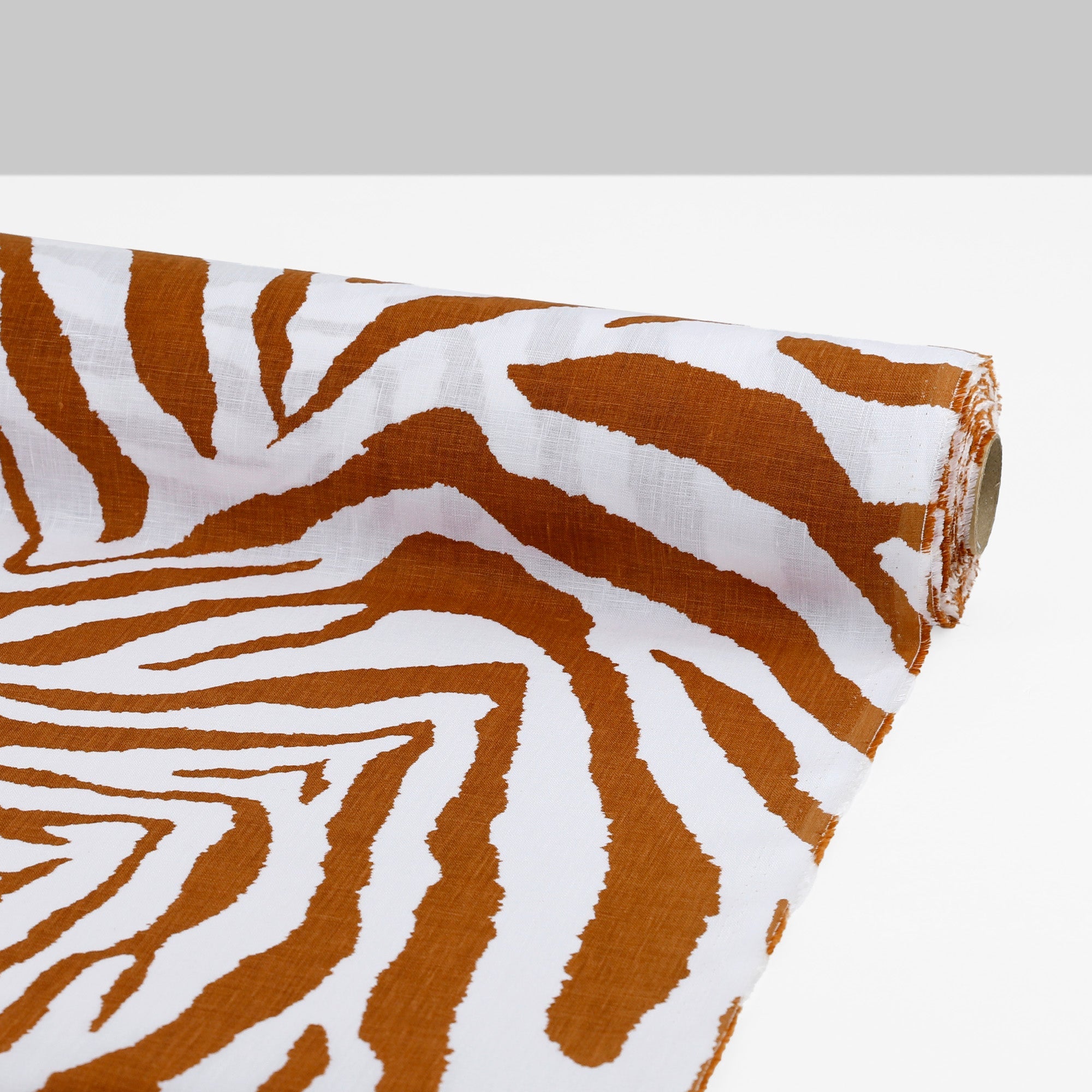 Zebra Linen - Terracotta/White
