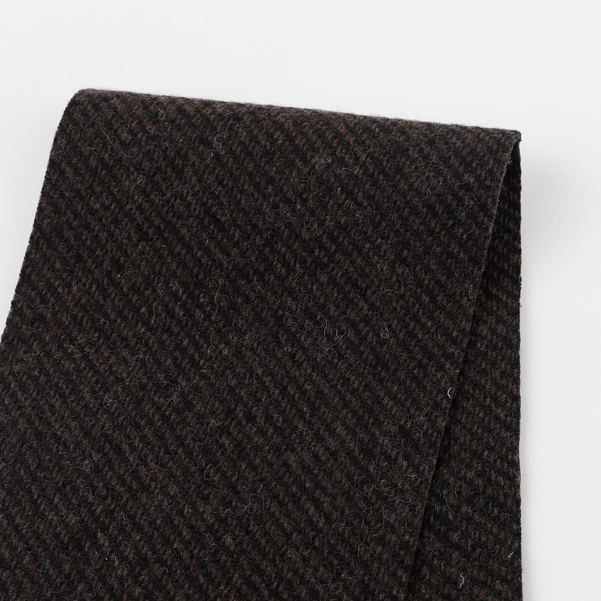 Wool Blend Twill Coating - Black/Coffee