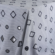 Embroidered Cotton Stripe - Navy Shapes
