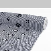 Embroidered Cotton Stripe - Navy Shapes