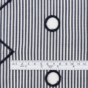 Embroidered Cotton Stripe - Navy Shapes