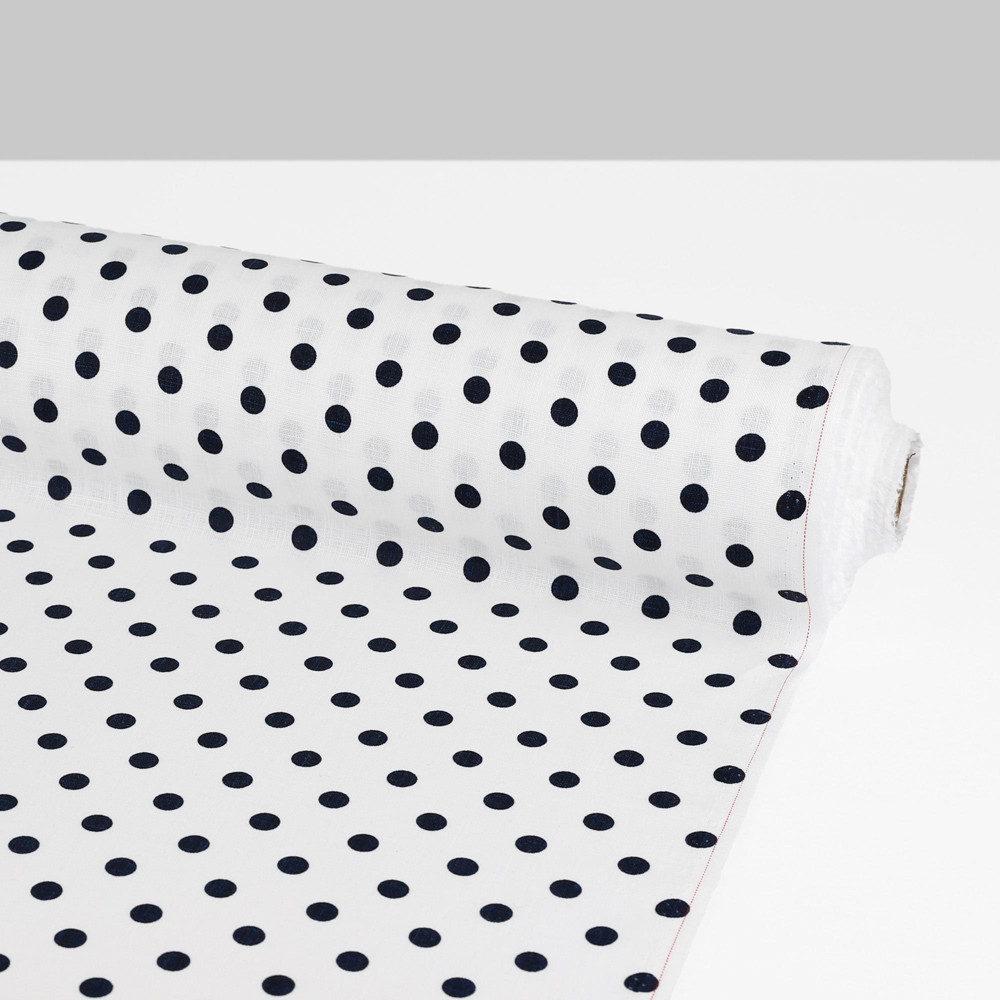 Midweight Polkadot Linen - Black/White